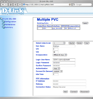 DSL-500 Configuration