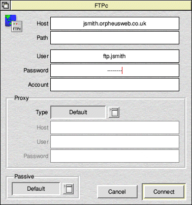 FTPc main window